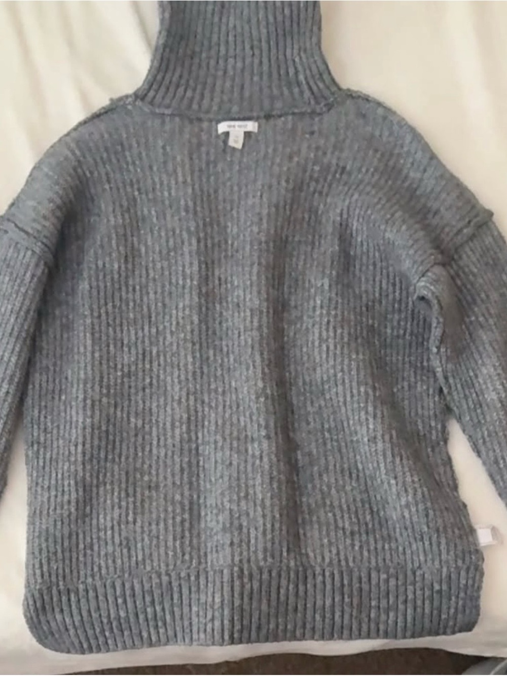 Nine West Gray Ribbed Turtleneck Sweater